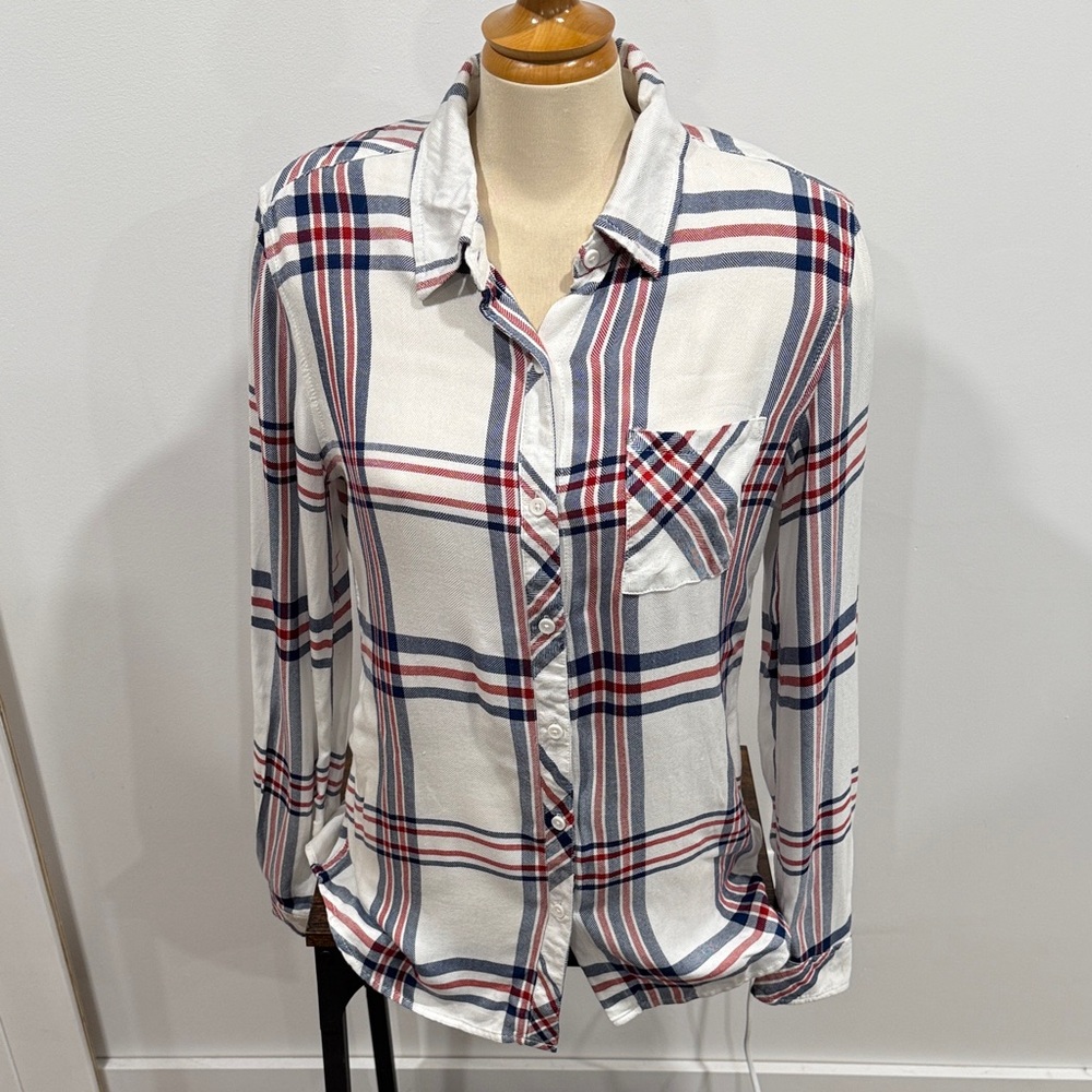 BLL New York Red and Blue Plaid Button Down Long sleeve Shirt